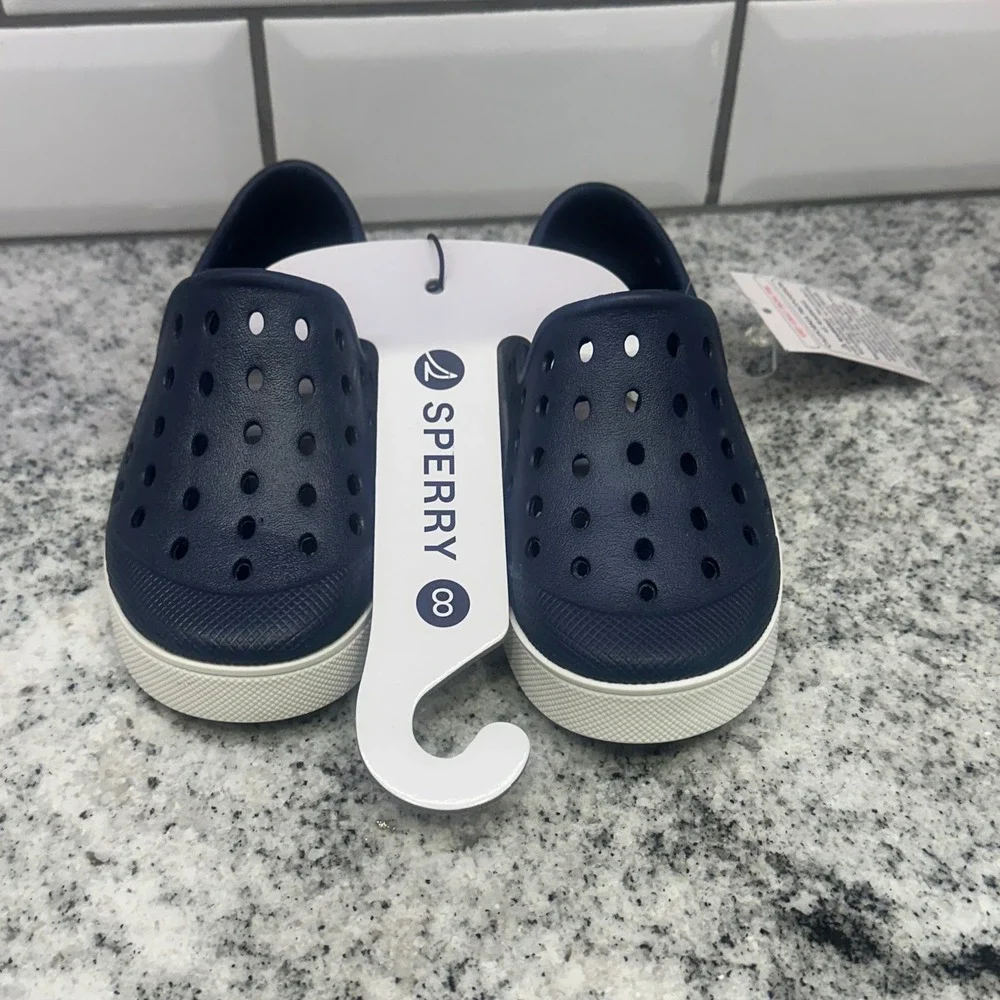 New Sperry Toddler 8M Float Water Shoes Navy Blue  Slip-On Nautical Summer